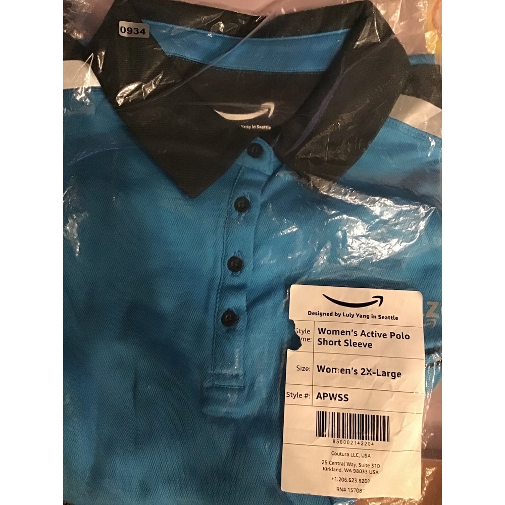 Luly Yang Polo Shirt Blue Black Short Sleeve Work Uniform Women's 2xl - Picture 3 of 3